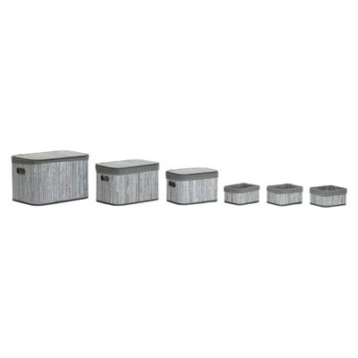 Mandenset DKD Home Decor Wit Grijs Bamboe Hout MDF 51 x 35 x 33 cm