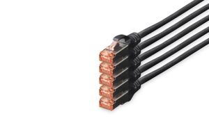 Digitus DK-1644-100-BL-5 RJ45 Netwerkkabel, patchkabel CAT 6 S/FTP 10.00 m Zwart Folie afscherming, Afscherming totaal, Afgeschermd, Halogeenvrij, Simplex,