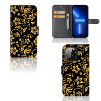 iPhone 13 Pro Hoesje Gouden Bloemen - thumbnail