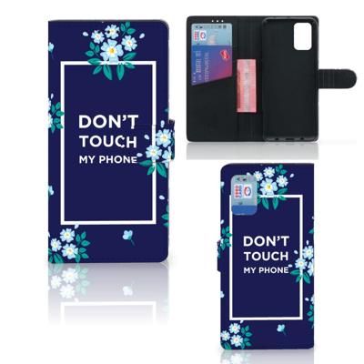 Samsung Galaxy A02s | M02s Portemonnee Hoesje Flowers Blue DTMP Samsung Galaxy A02s | M02s Portemonnee Hoesje Flowers Blue DTMP