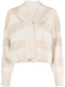 Brunello Cucinelli cardigan rayé à sequins - Tons neutres