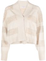 Brunello Cucinelli cardigan rayé à sequins - Tons neutres