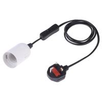 E27 Wire Cap schakelaar lamp houder kroonluchter stopcontact met 1.5 m verlengkabel grote UK plug (wit)