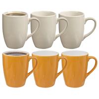 5Five Koffiemokken Colorama - 6x stuks - Keramiek - in 2 kleuren - 380 ml - 9 x 11 cm