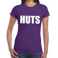 HUTS tekst t-shirt paars dames - thumbnail