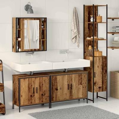 Badkamermeubelset 4 pcs Bruin 33 x 33 x 185.5 cm Bewerkt hout