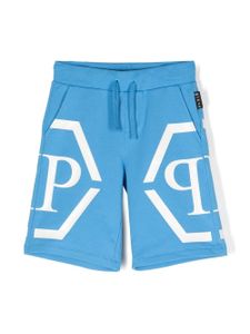 Philipp Plein Junior short à logo imprimé - Bleu