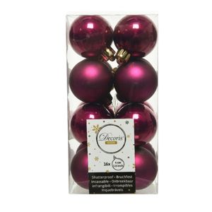 16x stuks kunststof kerstballen framboos roze (magnolia) 4 cm glans/mat   -