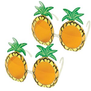 2x stuks tropische Hawaii thema verkleed bril met ananas glazen