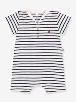 Combicourte baby met trui-kraag PETIT BATEAU in gestreept katoen marineblauw