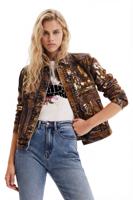 Metallic denim truckerjack - BROWN - S