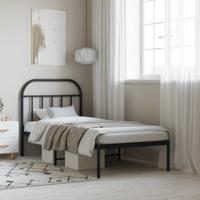 Bedframe met hoofdbord metaal zwart 80x200 cm - thumbnail