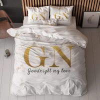 Dekbedovertrek Goodnight Goud LitsJumeaux (240x220 Cm) Wit Microvezel Tekst Sleeptime Essentials - Overtrek - 240x220 Cm (Lits-Jumeaux) - - Dekbed-Discounter.nl