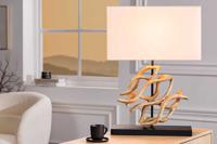 Design tafellamp WAVE 60cm natuurlijk massief hout handgemaakte witte katoenen kap - 43932