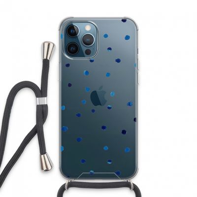 Blauwe stippen: iPhone 13 Pro Max Transparant Hoesje met koord
