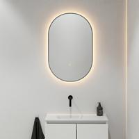 Mondiaz Glow ovale spiegel 45x90cm met verlichting smoke - thumbnail