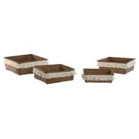 Mandenset Home ESPRIT Wit Natuurlijk Natuurlijke Vezel Boho Versleten (4 Onderdelen)