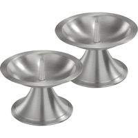 2x Luxe metalen kaarsenhouders zilver voor stompkaarsen van 7-8 cm - thumbnail