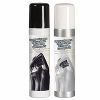 Guirca Haarspray/bodypaint spray - 2x kleuren - wit en zwart - 75 ml - Verkleedhaarkleuring - thumbnail