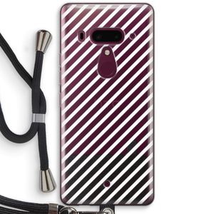 Strepen zwart-wit: HTC U12+ Transparant Hoesje met koord