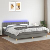 Boxspring met matras en LED stof donkergrijs 200x200 cm