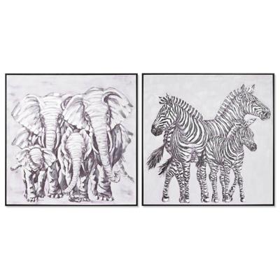 Schilderij Home ESPRIT Koloniaal 100 x 3,5 x 100 cm (2 Stuks)