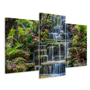 Schilderij - Waterval in Thailand, 3 luik, premium print