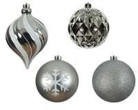 Kerstbal kunststof d8 cm zilver 6st kerst - Decoris - thumbnail