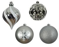 Kerstbal kunststof d8 cm zilver 6st kerst - Decoris