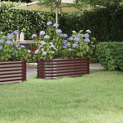 VidaXL Plantenbak 114x40x36 cm gepoedercoat staal bruin