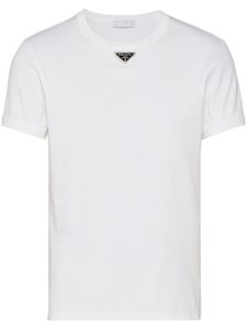 Prada t-shirt en coton à logo triangulaire - Blanc