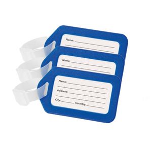 Set van 3x stuks kofferlabels/bagagelabels kunststof blauw 5 x 8 cm