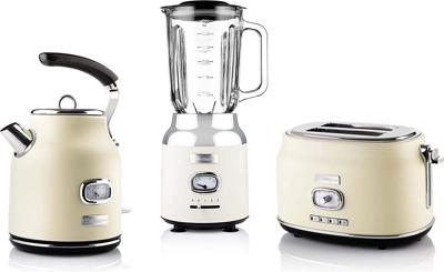 Westinghouse Retro waterkoker + broodrooster 2 sleuven + blender - wit
