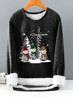 Loose Christmas Snowman Casual Sweatshirt - thumbnail