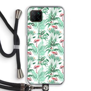 Flamingo bladeren: Huawei P40 Lite Transparant Hoesje met koord