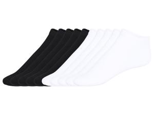 LIVERGY 10 paar sneakersokken (Wit/zwart, 43-46)