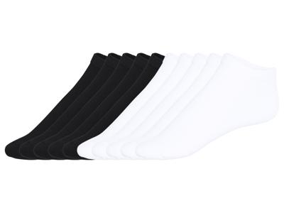 LIVERGY 10 paar sneakersokken (Wit/zwart, 43-46)