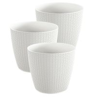 Set van 3x stuks stijlvolle plantenpotten/bloempotten kunststof dia 26 cm en hoogte 23 cm parel wit