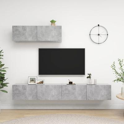 Tv-meubelen 3 st bewerkt hout betongrijs