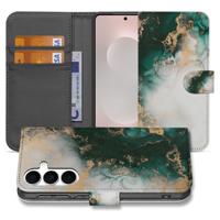 Bookcase Hoes Samsung Galaxy S25 FE Marmer Groen PU Leer 3 Pasjes