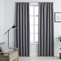 VidaXL Gordijnen verduisterend met haken 2 st 140x225 cm grijs