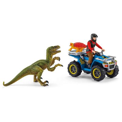 Schleich dinosaurs vlucht van velociraptor op quad 41466