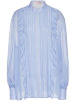 Valentino Garavani chemise en soie à volants - Bleu