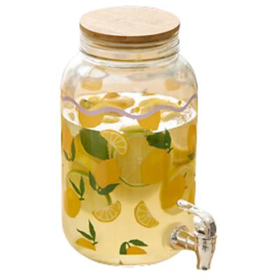 Secret de Gourmet Drankdispenser - 4 liter - geel - glas - limonadetap - waterdispenser