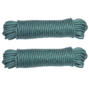 AMIG paracord touw - 2x - 15 meter - D5mm - 110kg - PE/PVC - groen