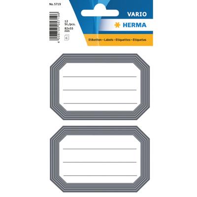 Herma Schoolboek etiketten - 12x stuks - wit/ grijs - naam label stickers