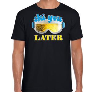 Apres ski t-shirt voor heren - ski you later - zwart - bier/beer - wintersport