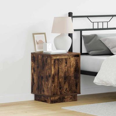 Nachtkastje 2 pcs Gerookt eiken 39 x 34.5 x 50 cm Bewerkt hout