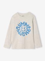 T-shirt voor jongens met print gemêleerd wit