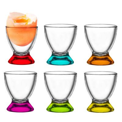 5Five glazen Eierdopjes - 12x stuks - glas - transparant/mix kleuren - 6 cm - Ontbijten